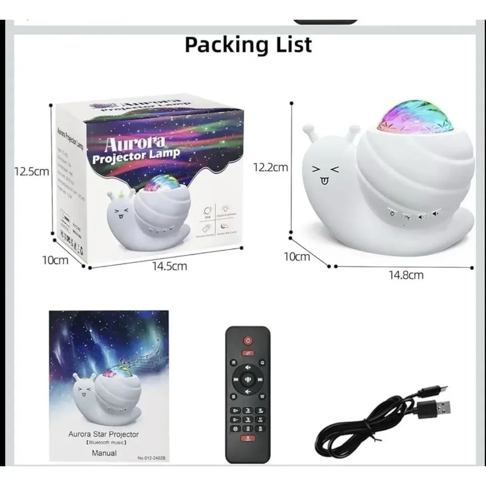 Snail Music Lamp Musical‎ Star Galaxy Projector Light, LED Night Light Lamp Blue
